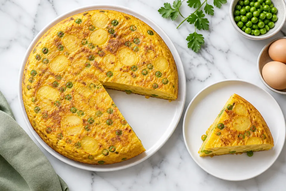 Chicken, Potato & Pea Tortilla — finished dish