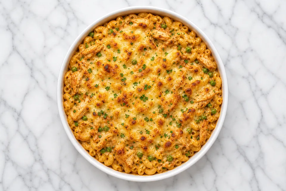 Leftover BBQ Chicken Ranch-Style Macaroni Bake — finished dish