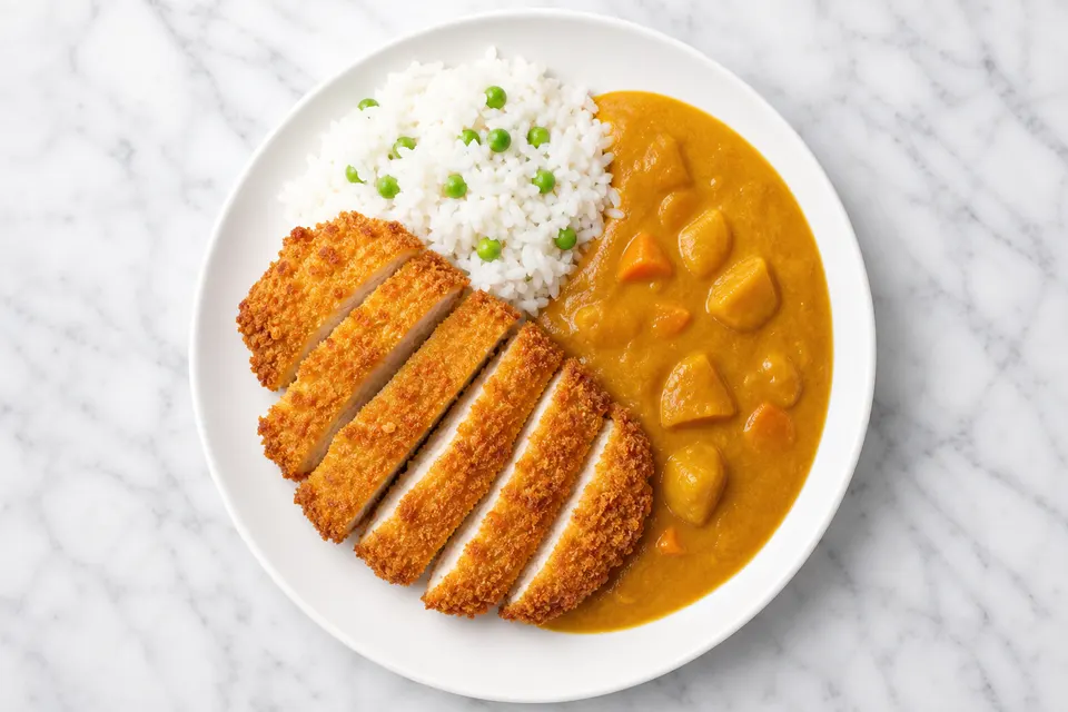 Simplified Baked Chicken Katsu Curry with Rice — finished dish